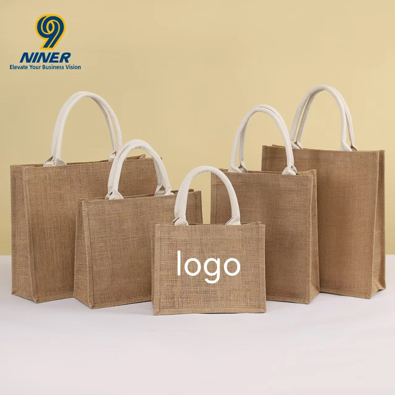 Custom Designer Eco-friendly Jute Bag Modern Reusable Linen Shopping Tote with Your Business logo for Welcome Gifts