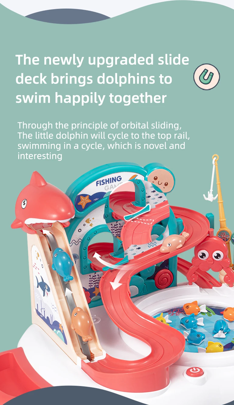 Chengji Interactive Electric Portable Children Funny Kids Plastic Fishing Game Toys Playing Water Go Fishing Platform Toys