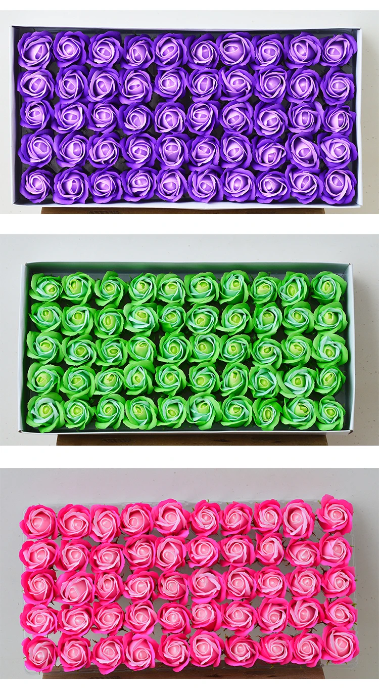 Wholesale Artificial Rose Flower Soap 50pcs Diy 3 Layer Soap Flower