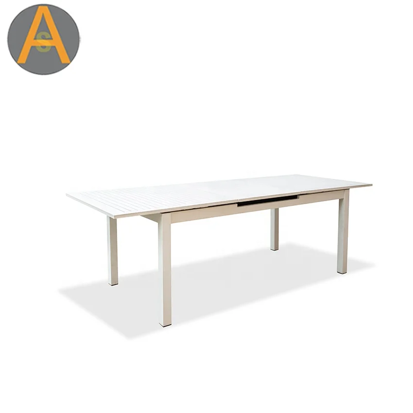 High End Hotel Restaurant Exterior Furniture White Extendable Aluminum