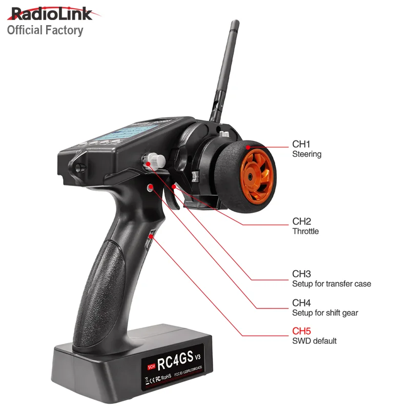 Radiolink RC4GS 2.4G 4CH RC Transmitter And Receiver R6FG Gyro Radio