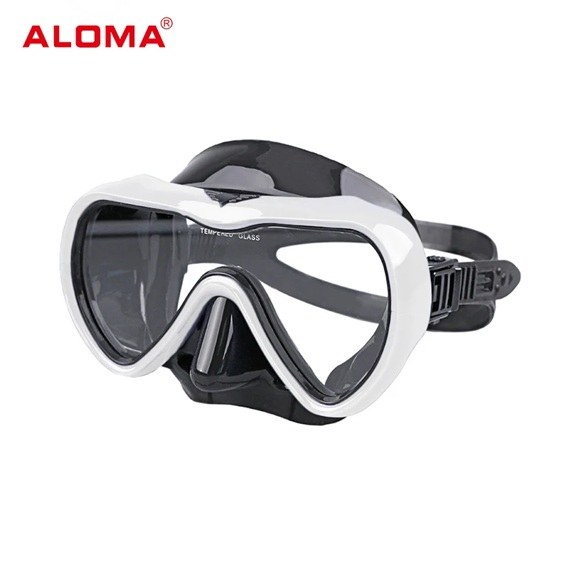 ALOMA impact Resistance Tempered glass skin friendly silicone strap anti fog scuba diving mask for men women
