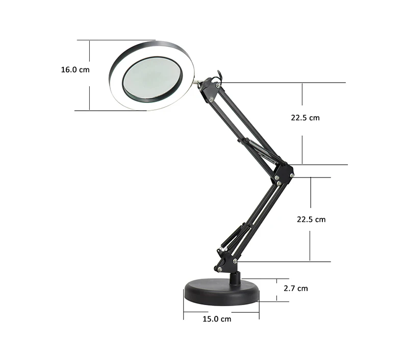 Sml Metal Iron Magnifying Glass Swing Arm Led 7w Dimmable Light Study