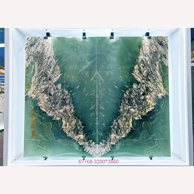 Розкішний кварцит Maestro Green для фонових стін, екзотичний зелений мармур, блоки з книжковим збігом