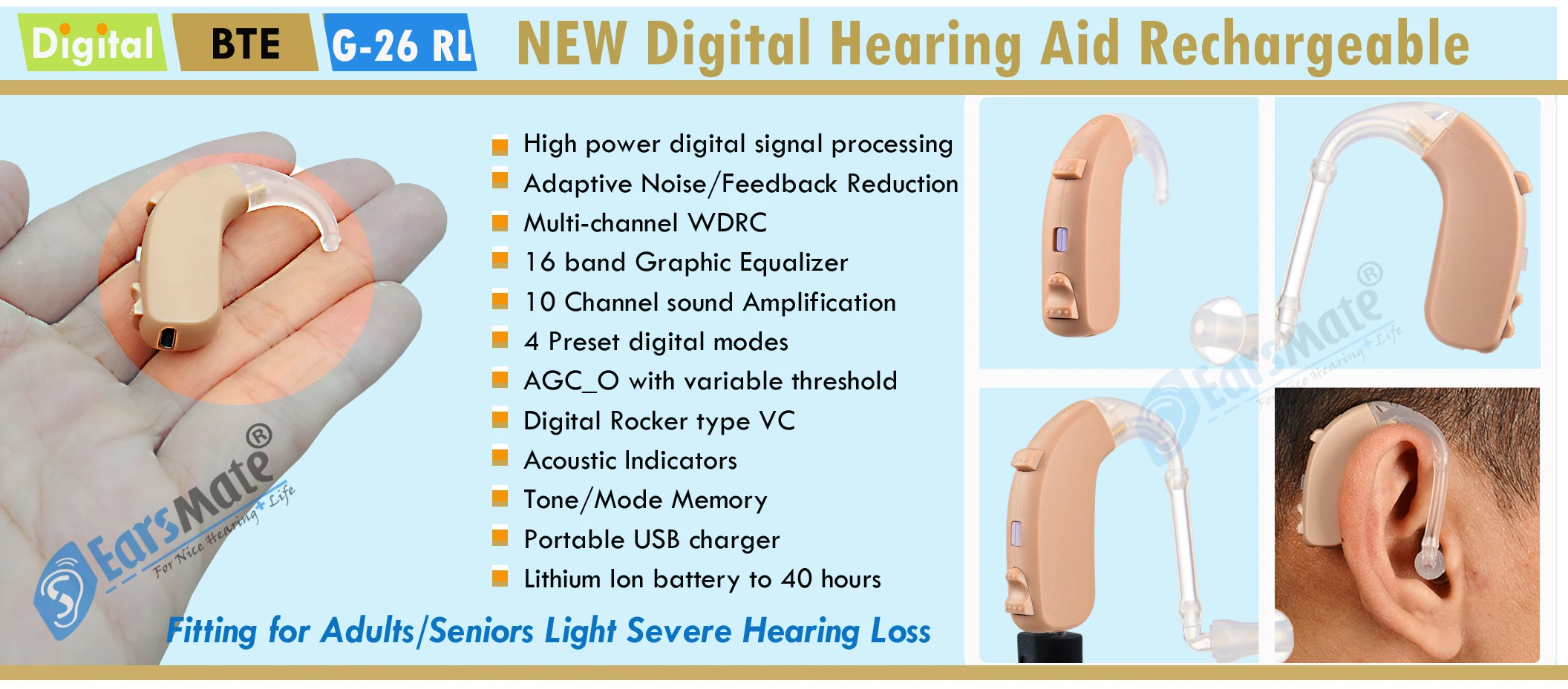 Best Hearing Aids For Seniors With Severe Hearing Loss Earsmate 2023 Best 16 Channel Digital Hearing Aids Rechargeable For