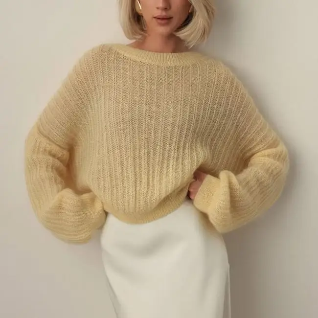 Mohair Maglione Angora Bianco White Mohair Sweater Cardigan Fuzzy