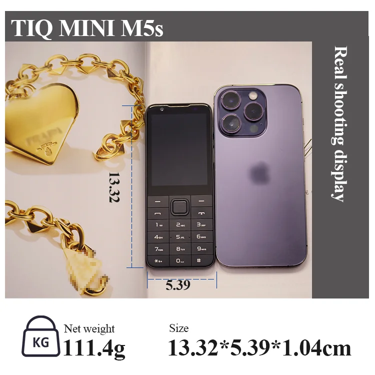 TIQ Mini M5s Black Smartphone, 4GB+64GB, Android 13, 2.8