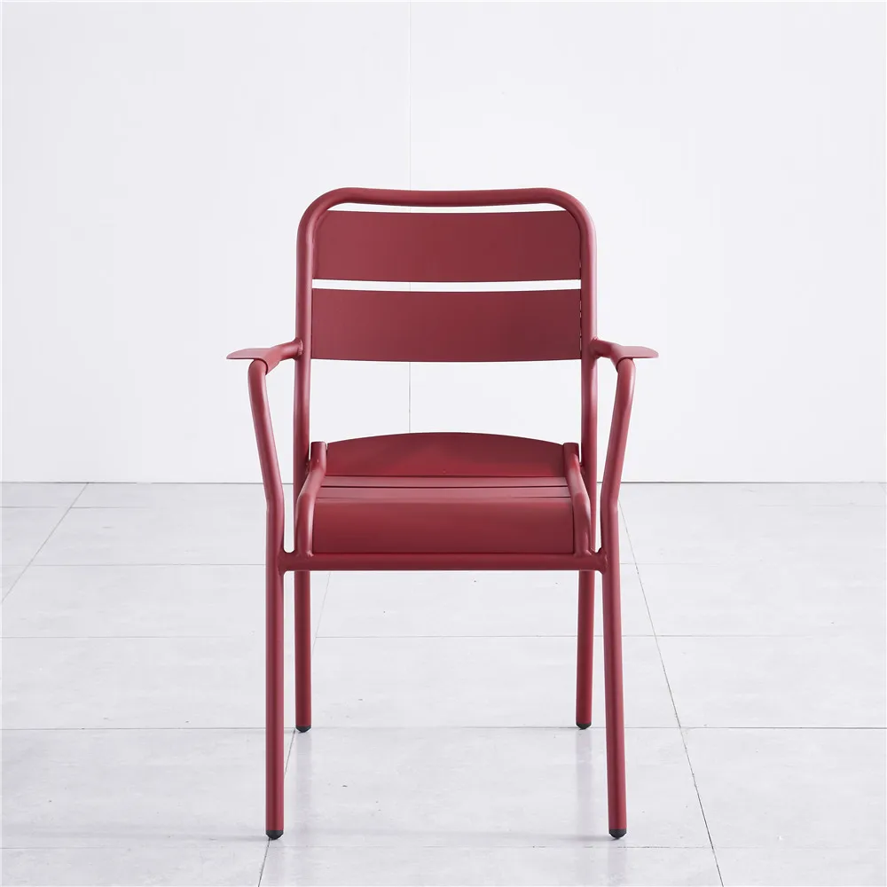 Outdoor aluminum slats chair patio metal slat chairs alu bistro furniture sets chair restaurant cafe aluminum