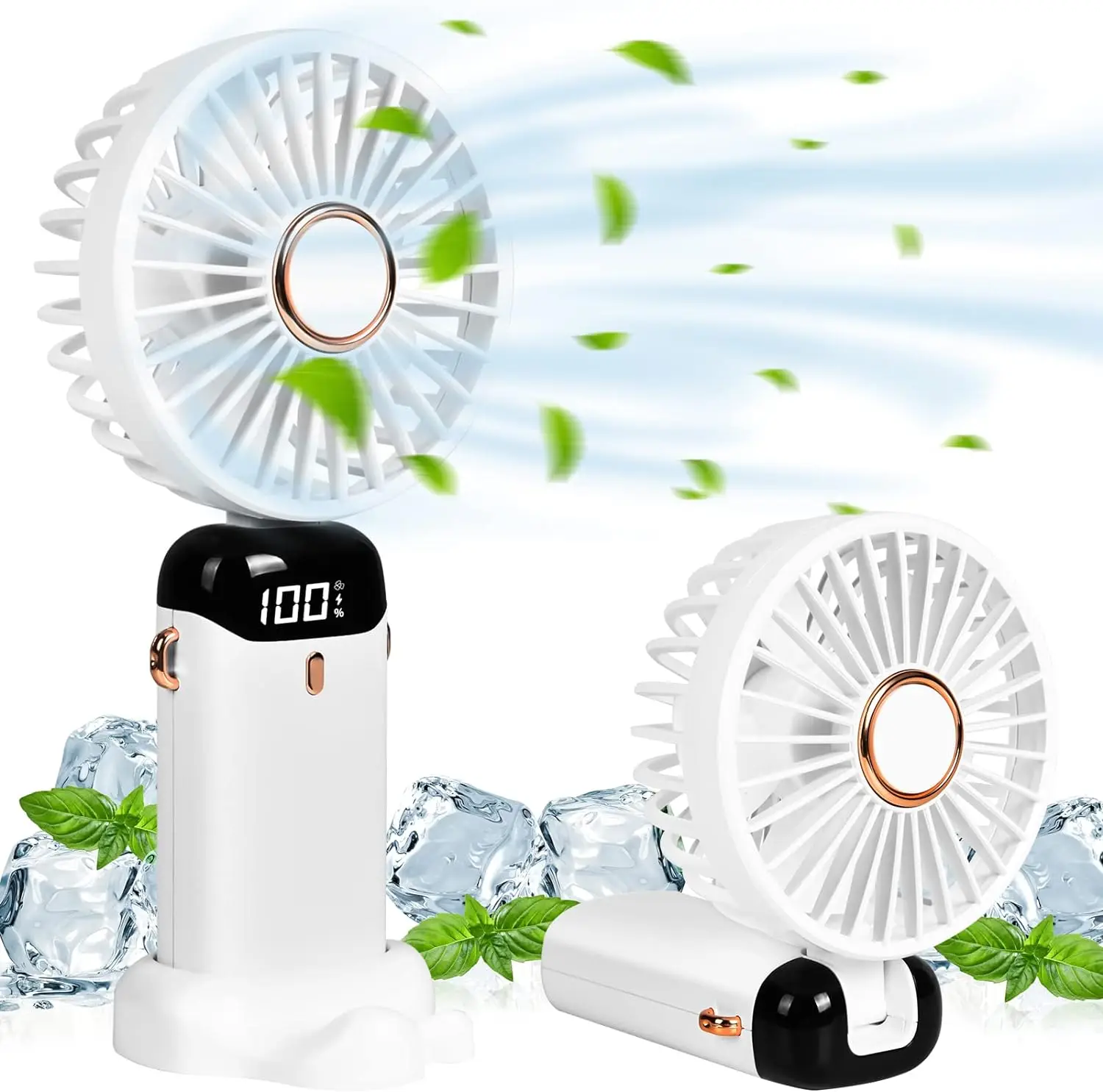 3 in 1 Foldable LED Digital Display Neck Cooling Fans