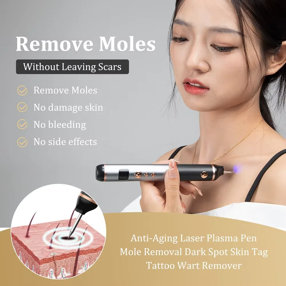 15-Level Painless Plasma Pen Cauterizer Tag Removal Electrocautery Skin Eraser for Face Wart Papilloma Mole Pen