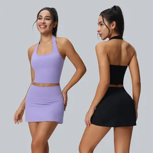 GYM Fitness Slim Sport Wear Elegant Yoga Golf Skirt for Women Tennis Skirt Set With Pocket and Safety Pants