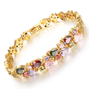 Luxury Women Cubic Zirconia Copper Alloy Jewelry Vintage Crystal  Stylish Retro Bracelets