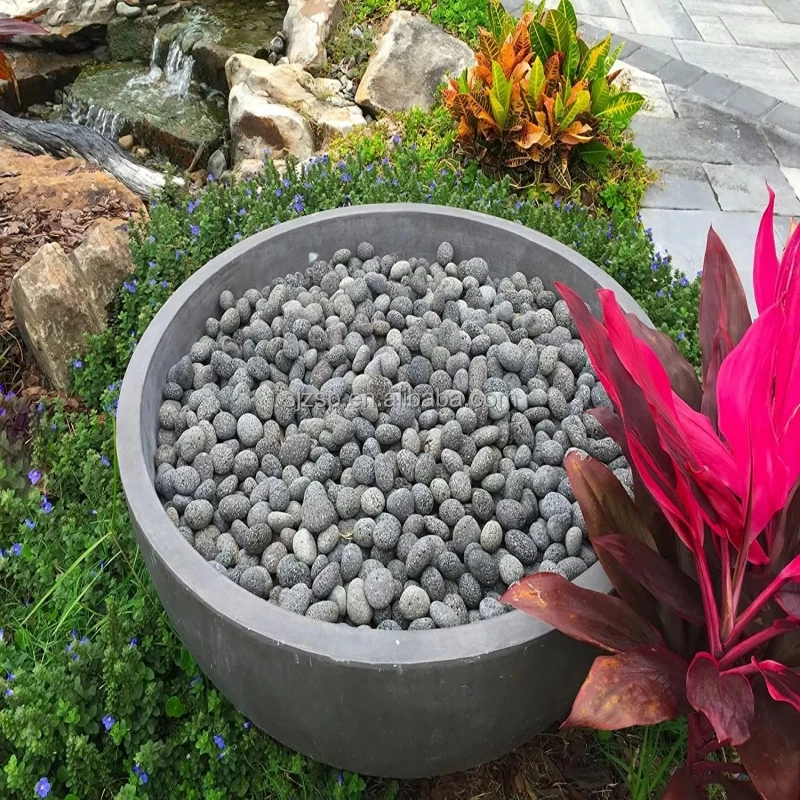 Hot Sale Fire Rock 5-8cm Black Lava Stones Pebbles Stone Sauna Stone Fire Glass Outdoor Fire Pit Garden Landscaping Rocks details