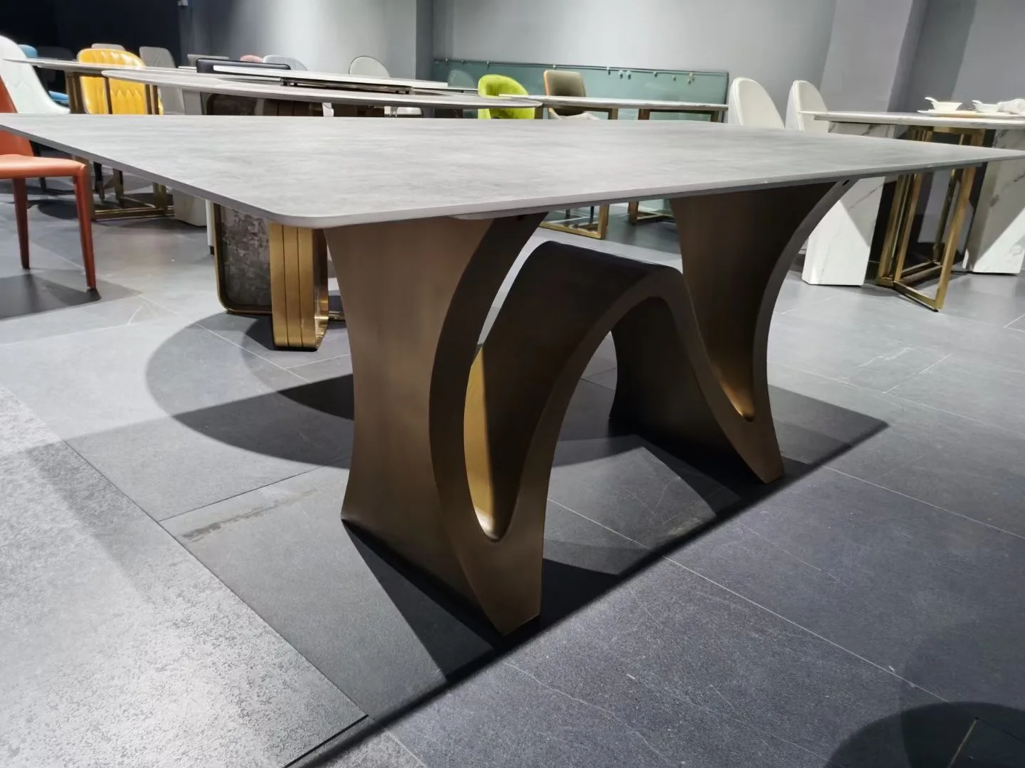 Distinctive Design Industrial Metal Black Steel Antique Brass Table