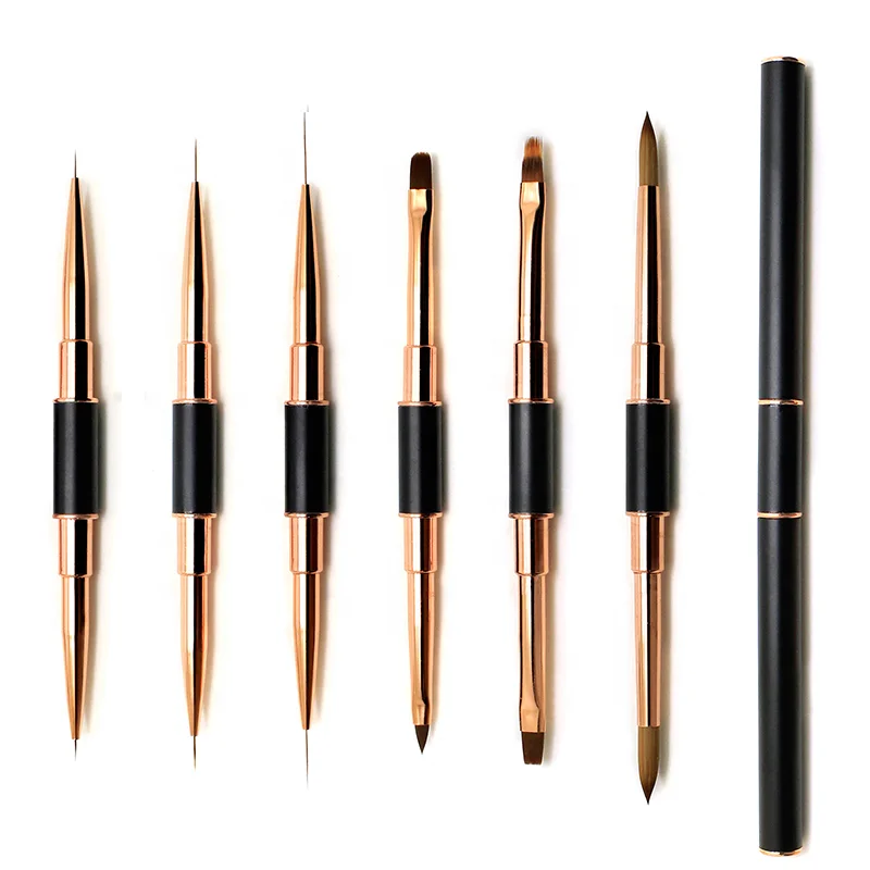 Профессиональная Кисть для гель-лака ногтей с металлической ручкой и двойным кончиком