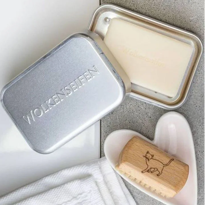 Custom Embossed Rectangle Shape Aluminum Soap Box Travel Tin for Shampoo Soap bar with Drainer