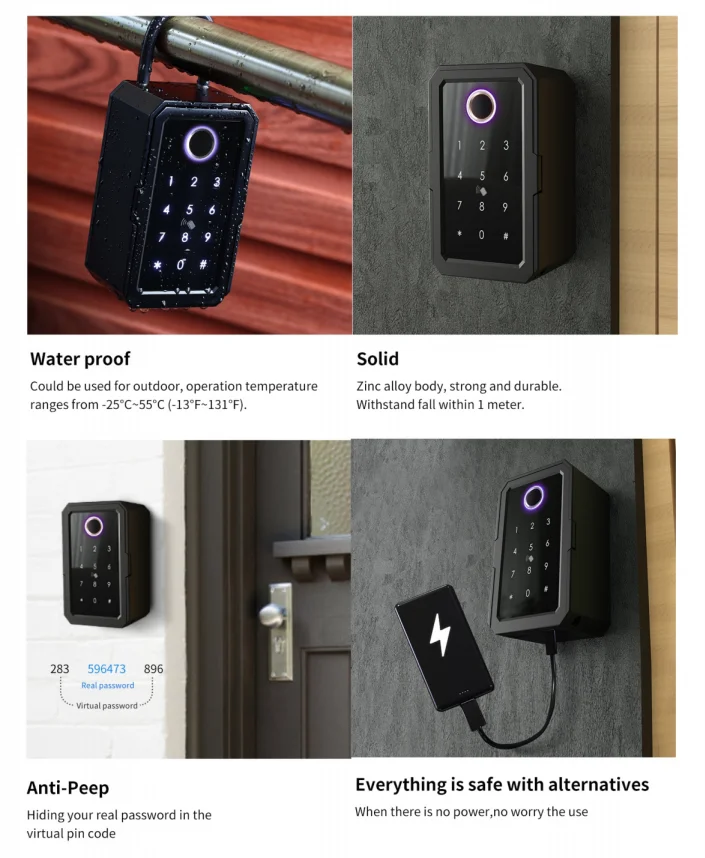 K3ty Smart Key Box Tuya Digital Key Lock Box Weatherproof Outdoor Safe