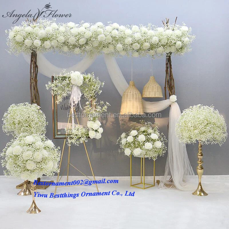 Fabric Cloth Baby Breath Roll Up Curtain Wall Wedding Artificial Silk