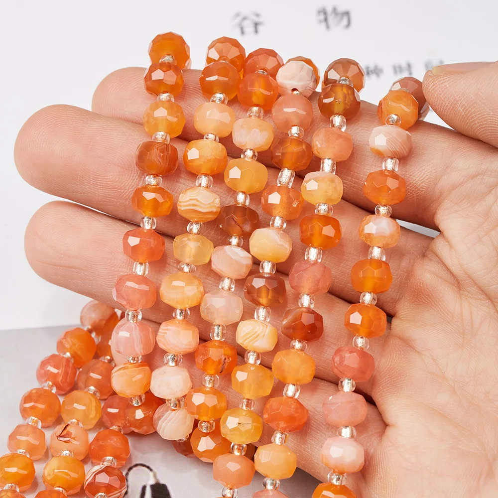 Natural Rose Quartz Faceted Gemstone Beads Rondelle Saucer Stones Beads