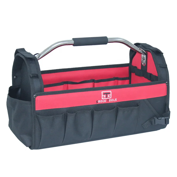 Custom Garden Open Tool Bag Steel Pipe Handle tool bag Portable Tool Kit Set bag With Steel Sponge Handle