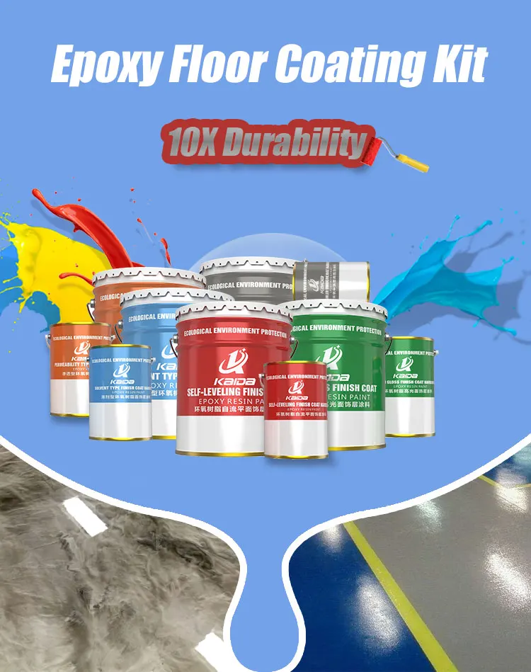 Kaida 100 Solid Clear Selflevel Epoxy Garage Concrete Floor Coating