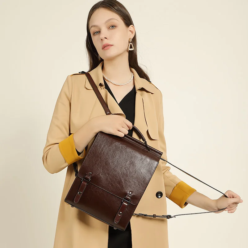 Leather for Female Backpack for Women Leather Backpacks England British Style Design Hot Sale High Quality Wholesale School Bag
