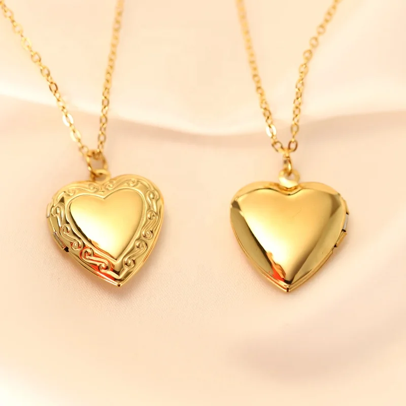 10 Ciondoli Cuore In Acciaio Inox Per Gioielli - Charm Liscio Dorato, 16x16mm, Per Collane, Bracciali Fai Da Te - Foto 2