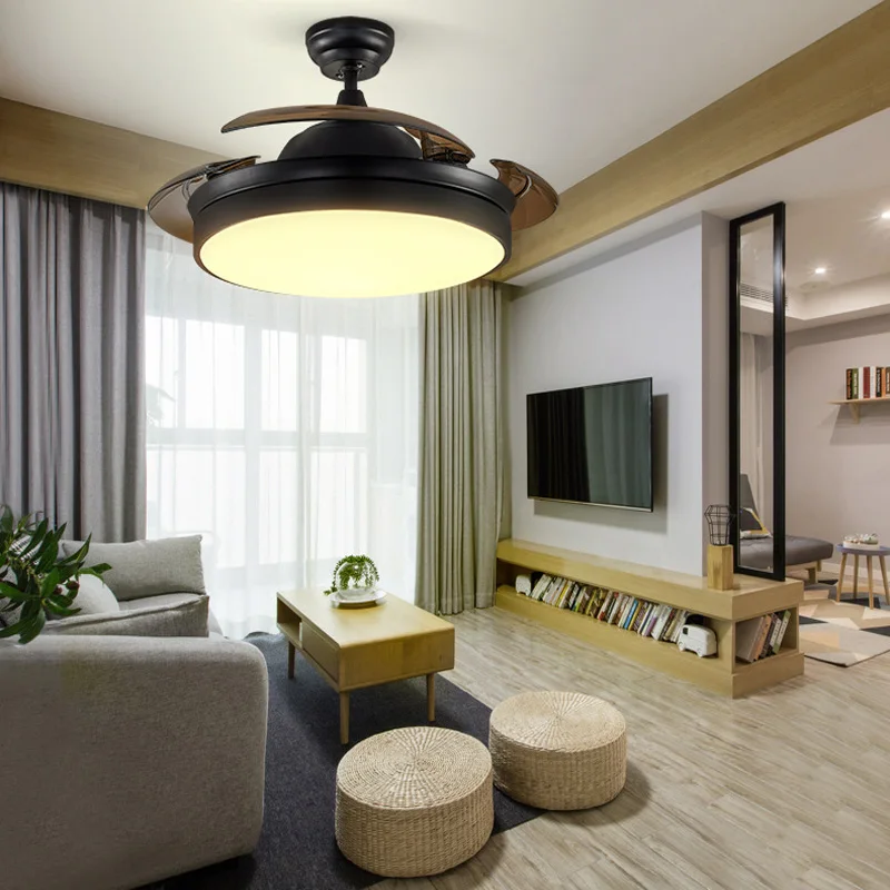 42 Inch Beautiful and elegant Hidden blade lamp lighting folding ceiling fan light
