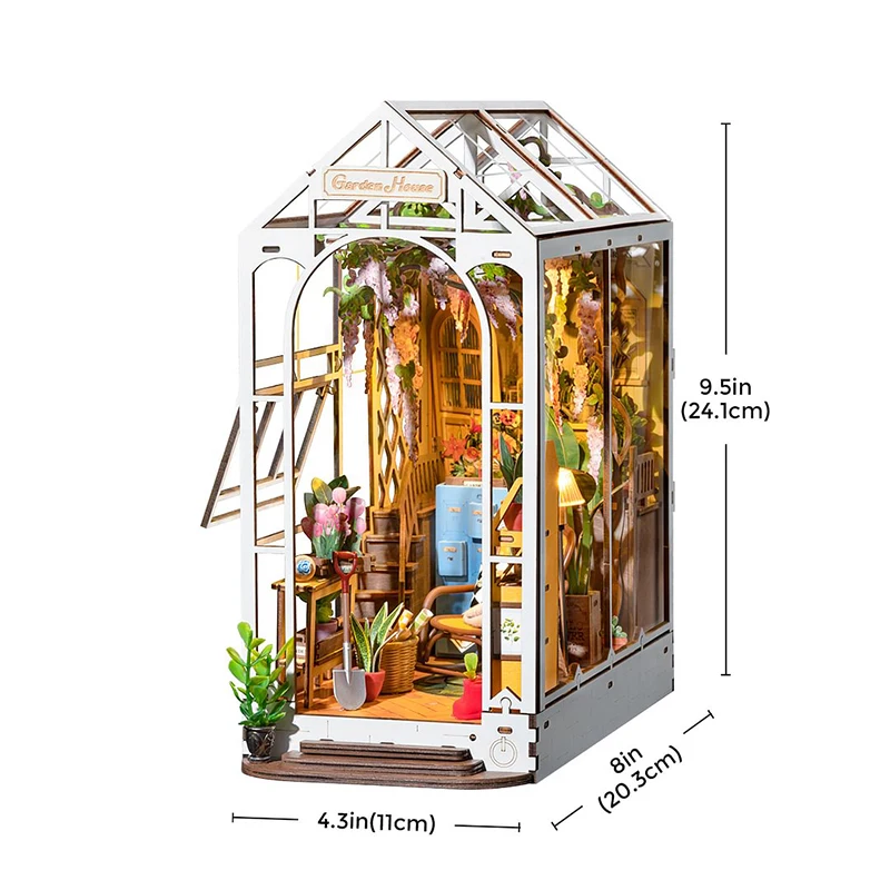 Robotime Rolife 3D Wooden DIY Miniature House Book Nooks TGB06 Garden House Assemble Toys Bookends