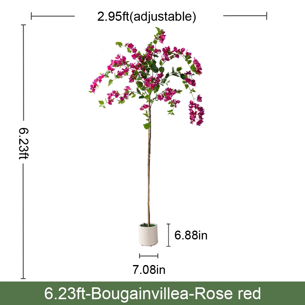 Natural Style Home Office Decor Artificial Bougainvillea PVC Green Plastic Pot Real Touch Leaves Artificial 180cm Fabric Wedding factory