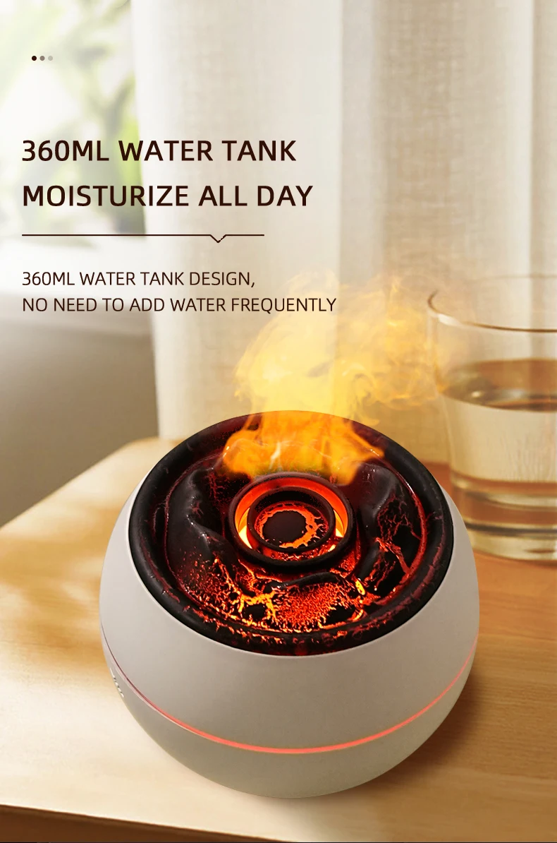 Flame Night Light Fire Lamp Humidifier Flame Diffuser Volcanic Air Humidifier Jellyfish Aroma Diffusers