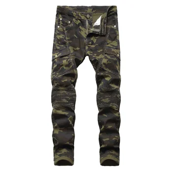 High Quality Vintage Four-Color Tactical Trousers for Men Distressed Jeans Mid Waist Knitted Weave for Summer Autumn Seasons