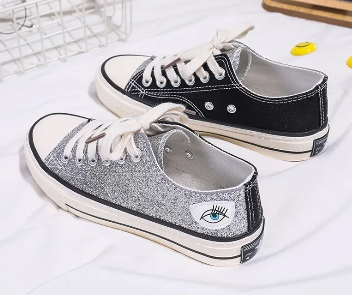 sequin canvas shoes