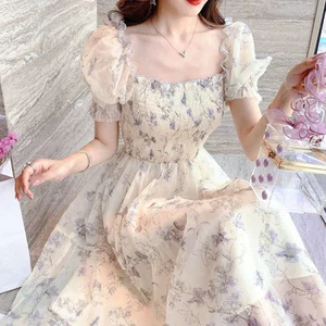 Wholesale French Floral Dress with Women's Waist Cinched 2026 Spring New Style High-end and Gentle Style Tea Break Long Skirt