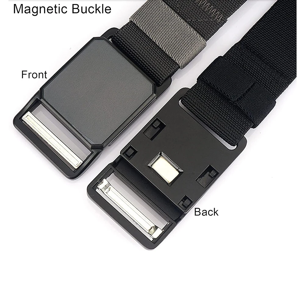Wear-resistant Tactical Elastic Belts Men Quick Release Magnetic Buckle Stretch Webbing Heavy Duty Work Golf Belt