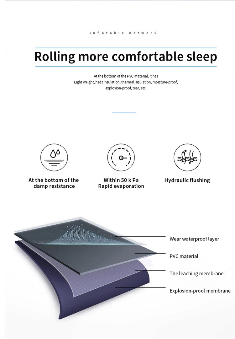 Flocked Air Three Layers' High Raised Mattress Bed Inflatable Single
