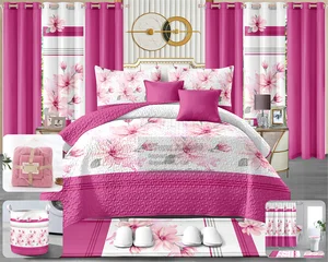 24 Piece Premium Bedroom Bundle Soft Bedding Plush Towels Sheer Drapes Floor Mats