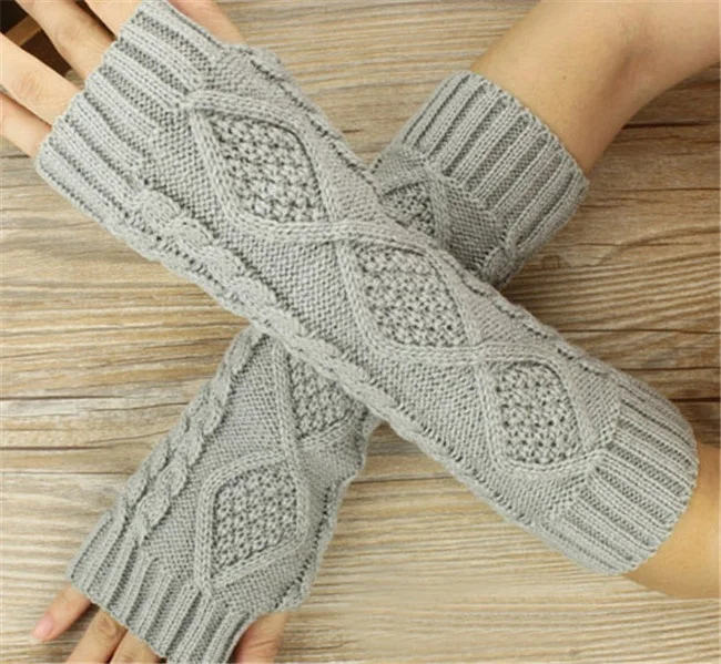 Оптовая продажа 2022 модные дамские сапоги-ботфорты рукава-е акриловые вязаные теплые зимние перчатки без пальцев с 8 видов