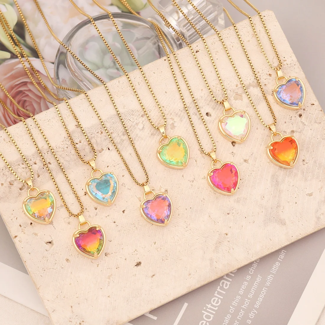 ネックレス・ペンダント J.GRACELET Multi Heart Necklace ( 2 COLOR) MECYLIFE Multi-color Gradient Heart Pendant Necklace Fusion