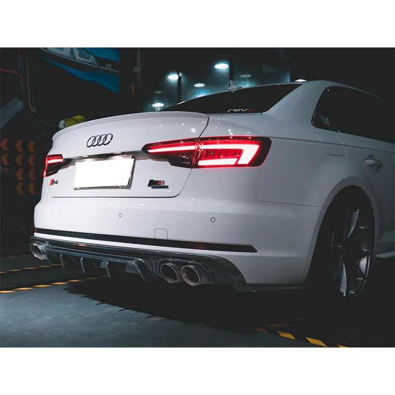 For Audi A4 S4 B9 Carbon Fiber Rear Bumper Diffuser Body Kit Sport Cmst 