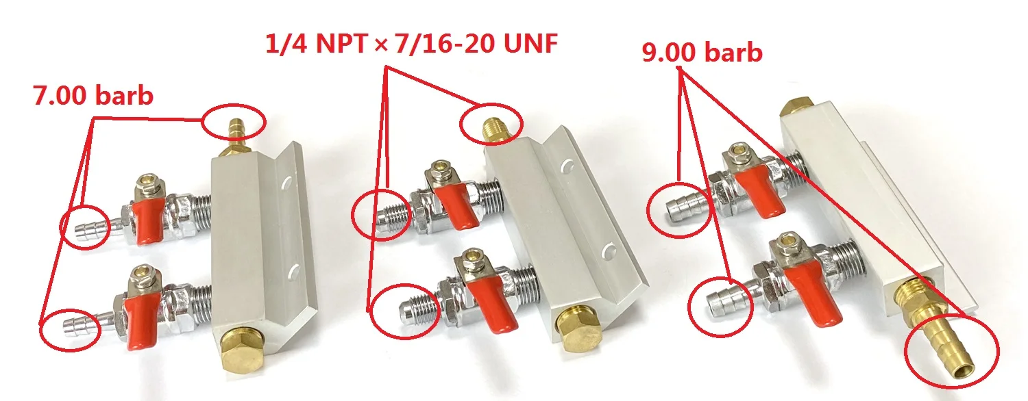 2 OUTPUT / Way CO2 Gas Manifold With Shut Off Check Valve Split Draft Beer for Homebrew