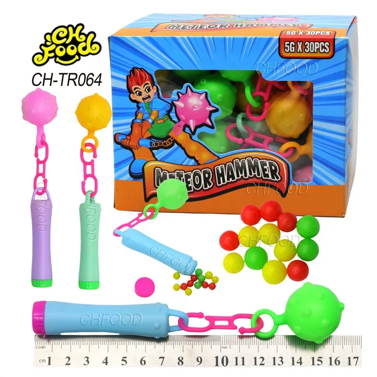 Hot Selling New Arrival Funny Plastic Meteor Hammer Toys with Candy Fruity Flavor Sweets Snack for Kids Wholesale and OEM Halal