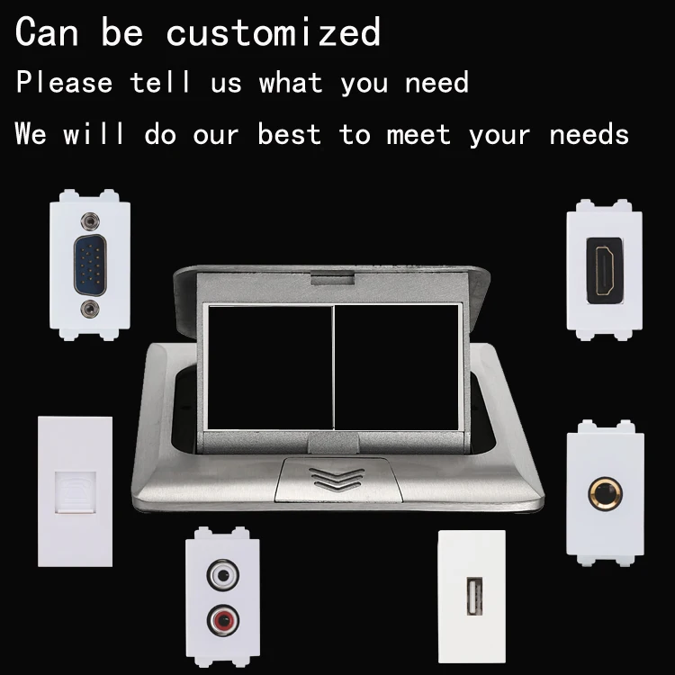 Silver aluminium alloy quick pop-up floor socket with recessed power socket Two standard British power floor sockets