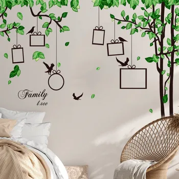 Green plants wall sticker family tree 3d living room wall decor stickers