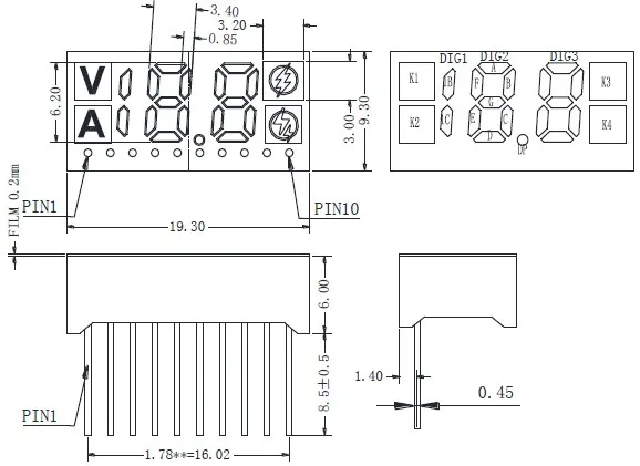Customized 7 segment led display 0.25 inch digit customized icons for power banks