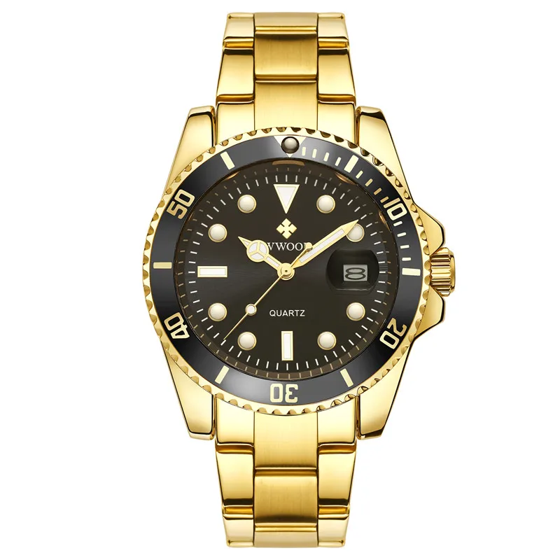 WWOOR 8878 Top Brand Men Watches Luxury Stainless Steel Analog Quartz Watch  Waterproof Business Date Clock Luminous Wrist Watch