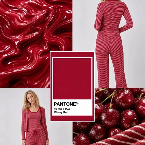 Red and White Striped Pajama Three-piece Set with Lace Cardigan and Suspender Pants, Women's Loungewear