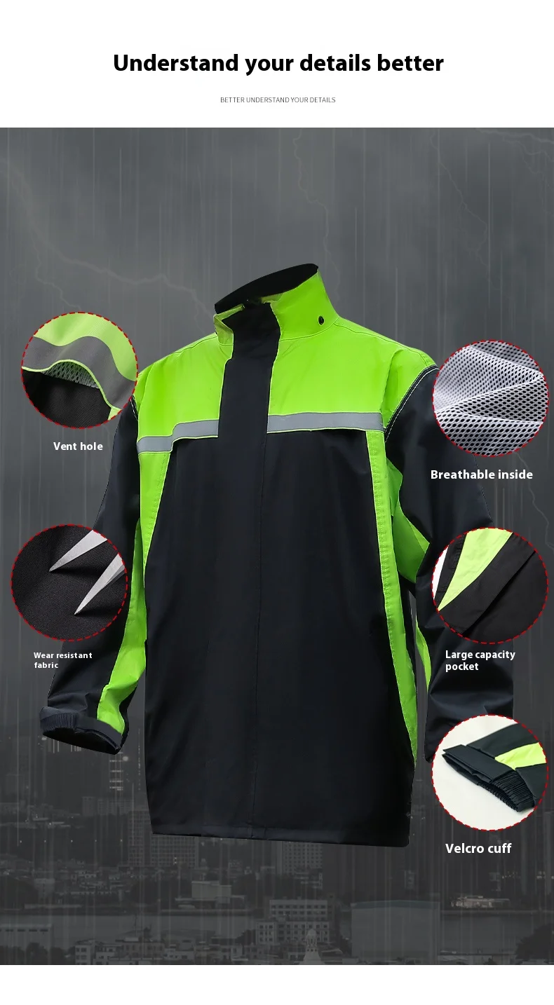 Outdoor Waterproof Motorcycle Riding Clothing  Adult Raincoat Durable Windproof Reusable Rainproof Jacket Pants Racing Suit Set