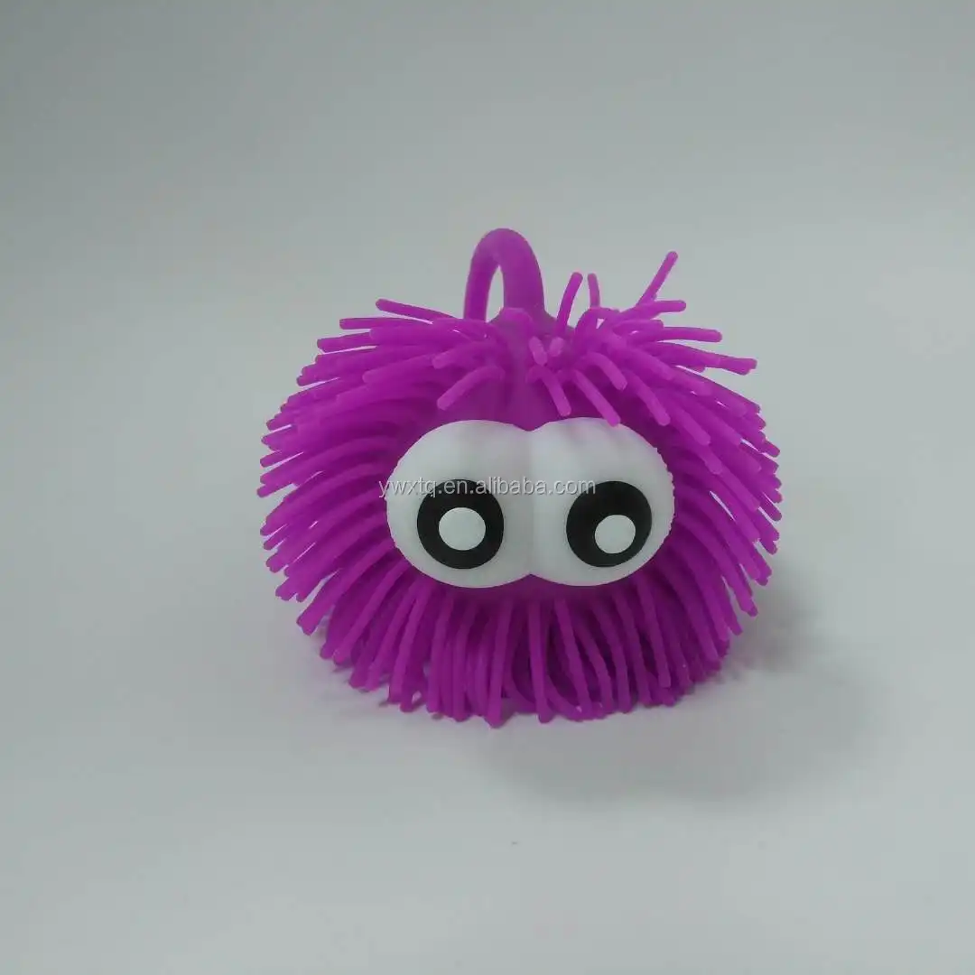 Kehui Factory CustomLED Flashing Puffer Ball Monster Puffer Ball Soft Hairy Yoyo Puffer Ball With Eyes
