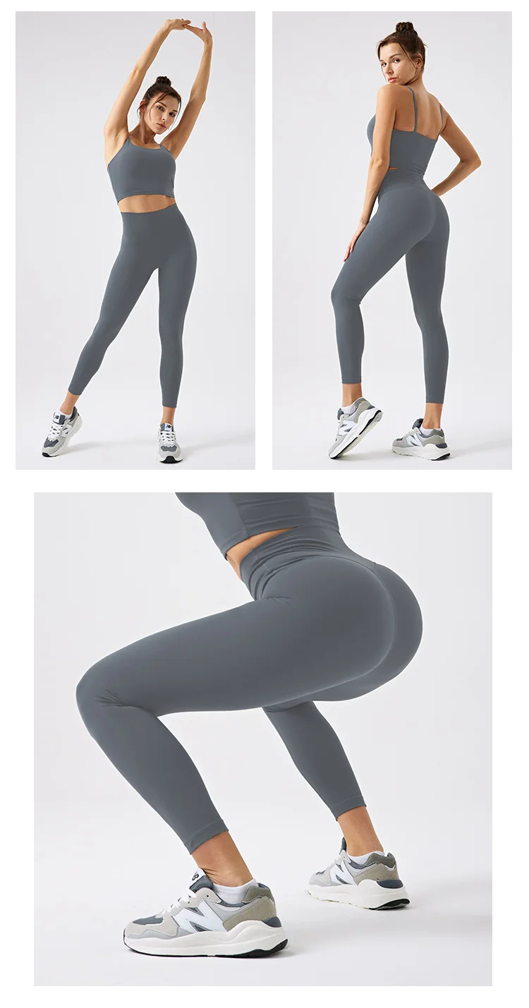 Gym Wear Logo 2pc Womens Fitness Set Gym Open Back Leggins Women